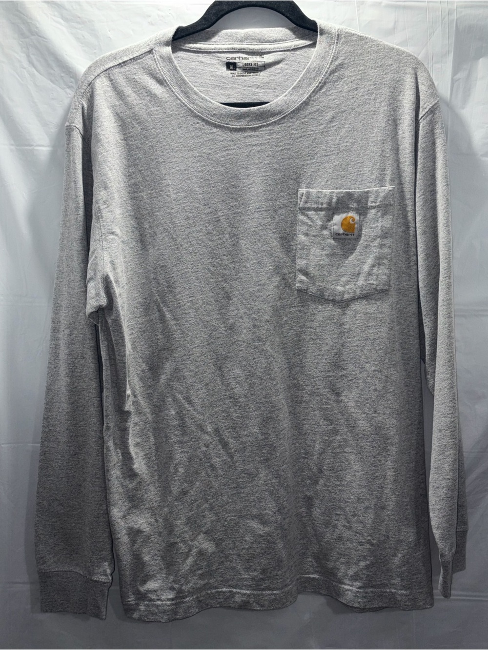 Carhartt Men's Long Sleeve Pocket Tee - Gray Loose Fit Size M